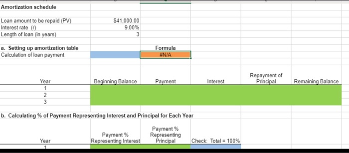 for Each Year Payment Representi interest Check Total 100% a. Complete an
