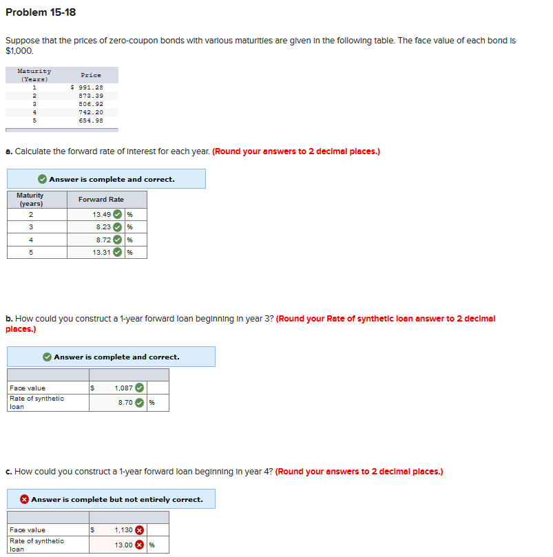 What is the answer to question c? Problem 15-18 Suppose that the