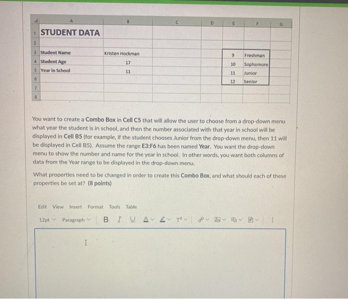  D E G STUDENT DATA 2 Kristen Hockman 9 3 Student