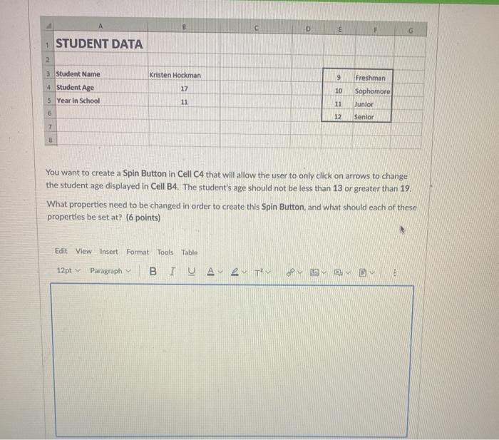 Name 4 Student Age 5 Year in School 17 10 Freshman Sophomore