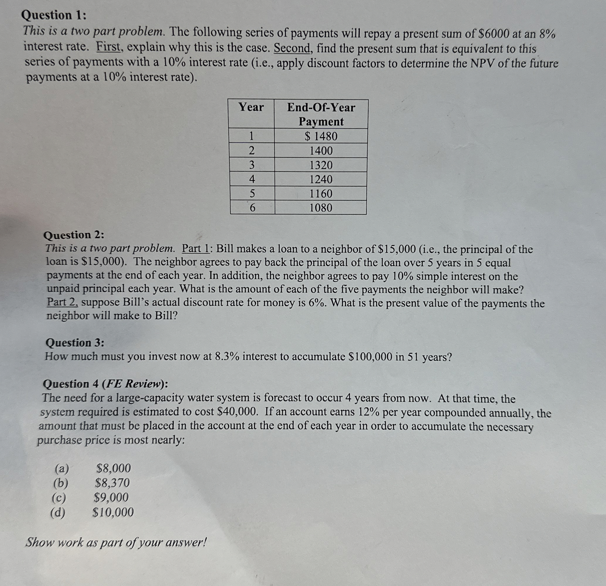  Question 1: This is a two part problem. The following series