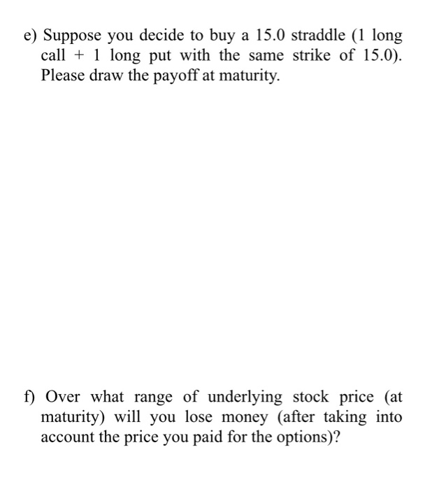(in $) 15.0 17.5 20.0 2.5 3.2 1.5 1.1 0.8 e) Suppose