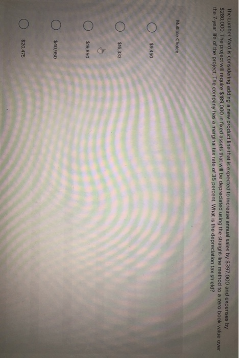  The Lumber Yard is considering adding a new product line that