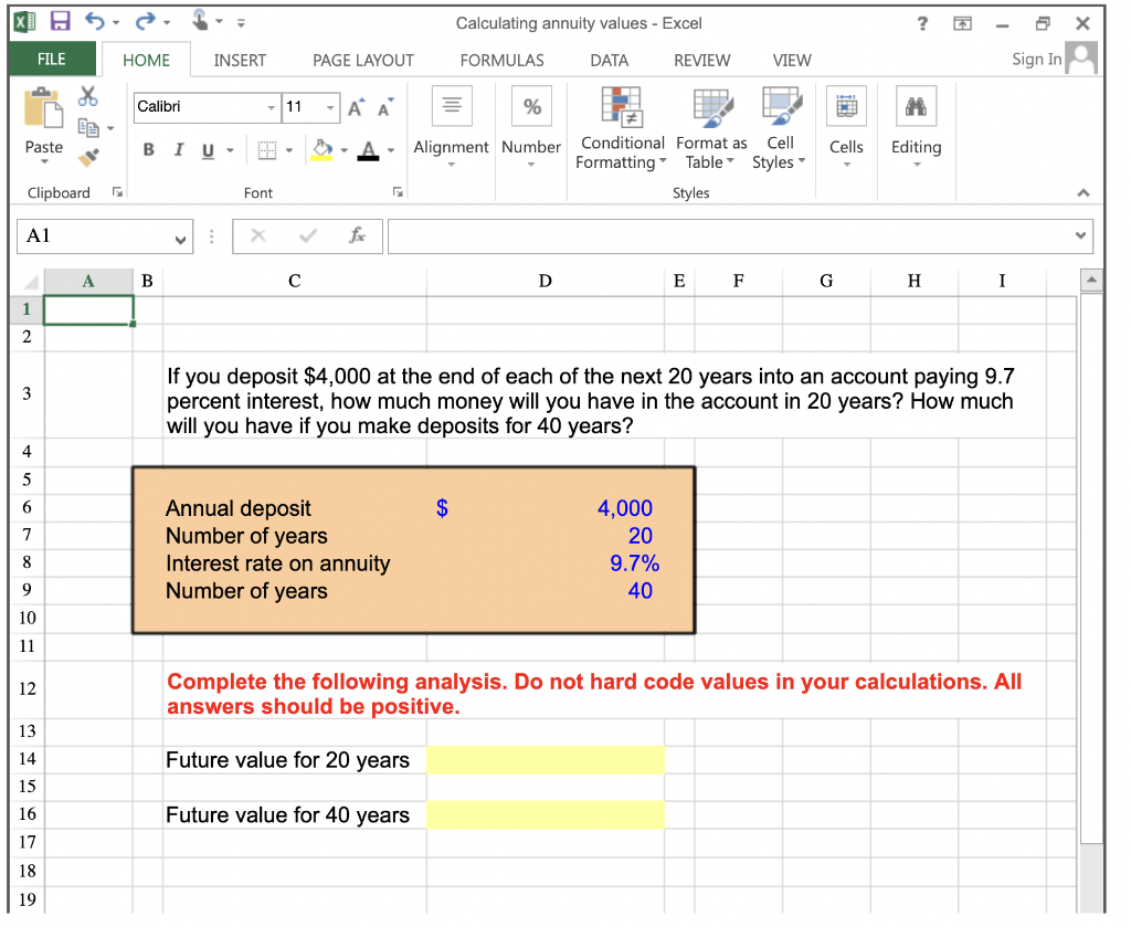 ***Please provide answer with Excel Formula's*** Calculating annuity values - Excel ?