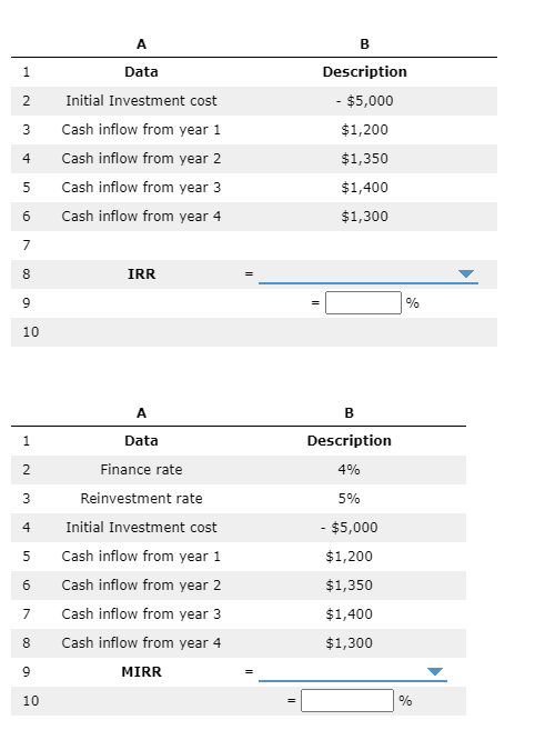 2nd part \begin{tabular}{lcc} & A & B \\ \hline 1 & Data