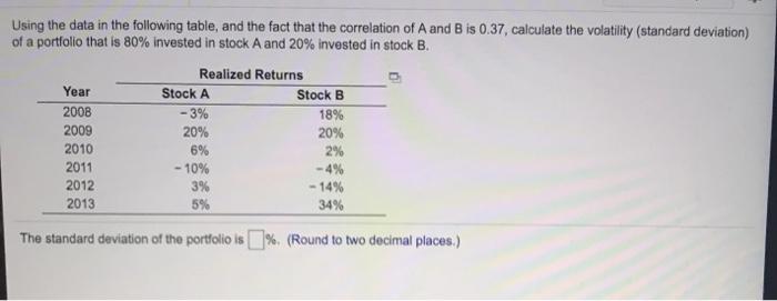  Using the data in the following table, and the fact that