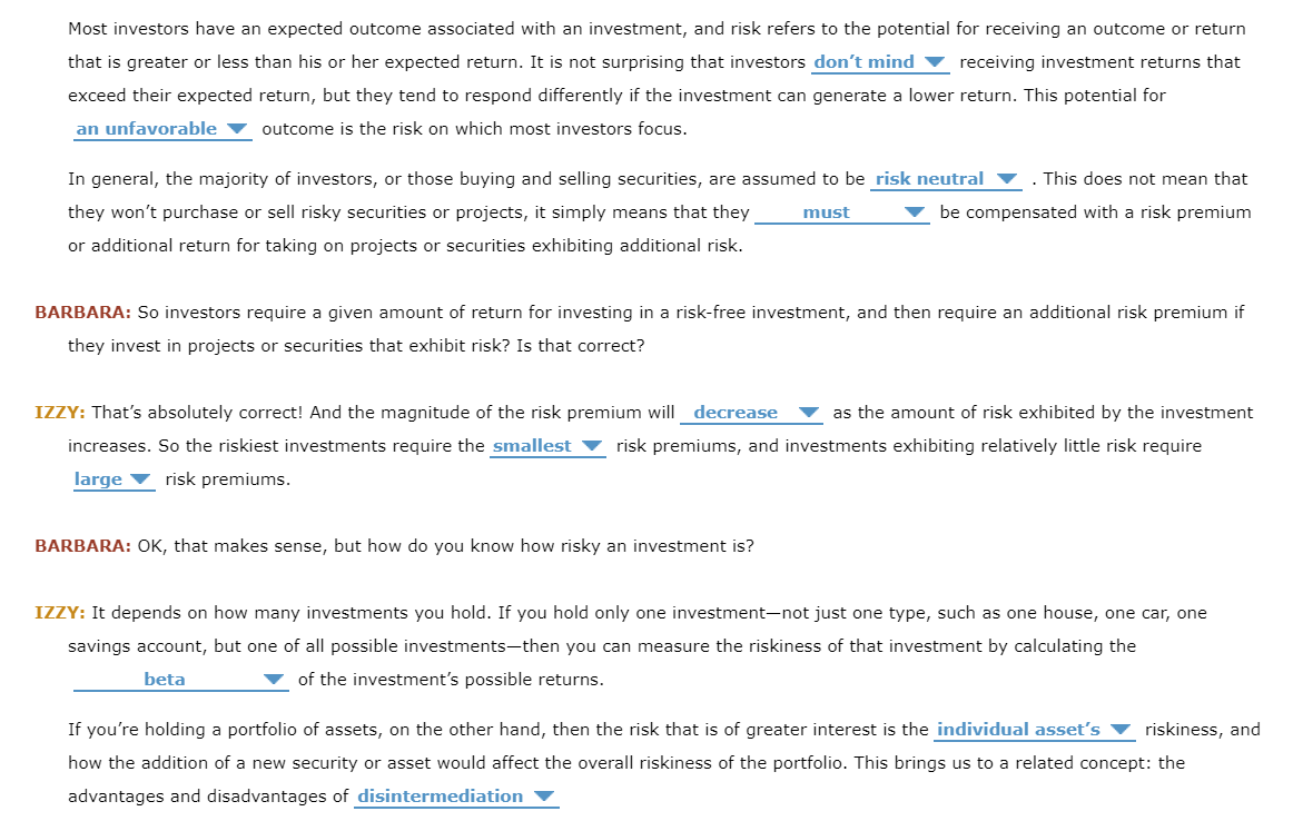 Risky / Risk Free 1d) Most Risky / Safest 1e) Resent /