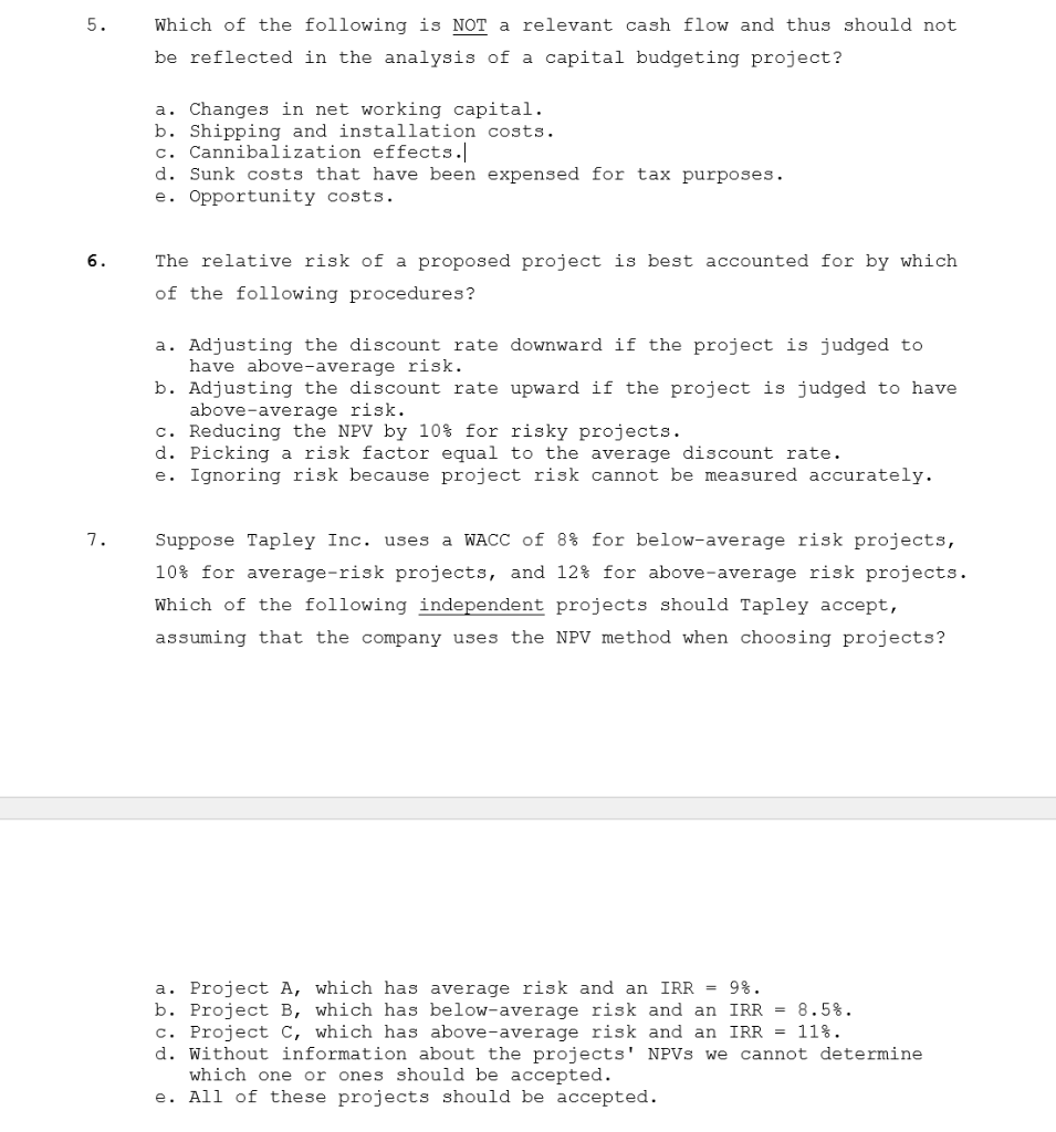 whose data are shown below. The required equipment has a 3-year tax