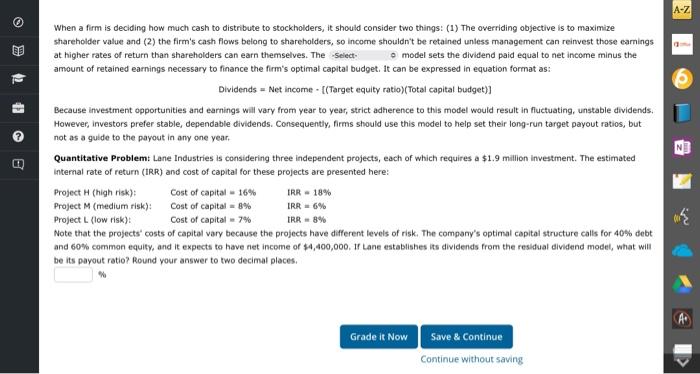  A-Z BE 2 When a firm is deciding how much cash