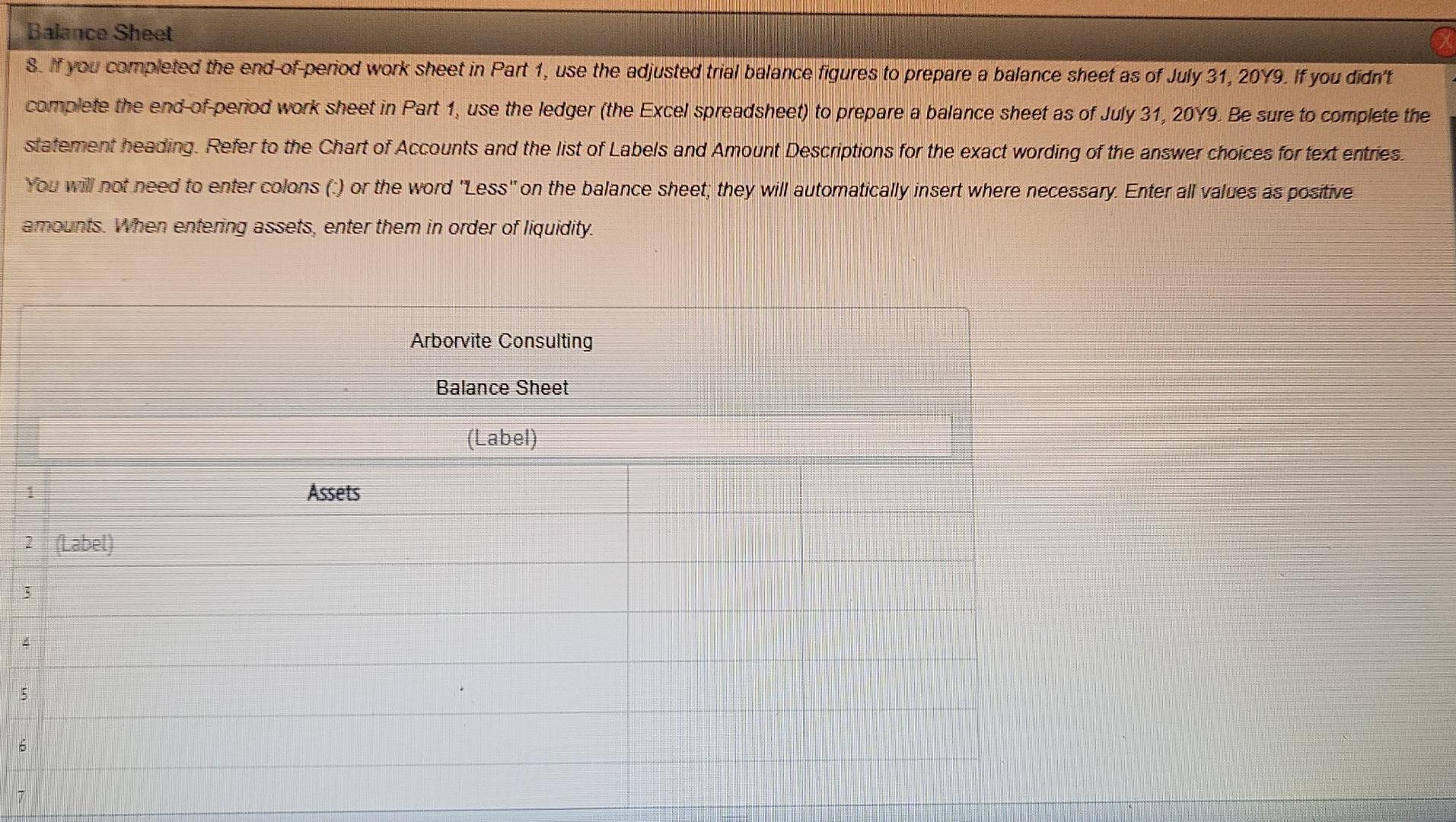 ledger (the Excel spreadsheet) to prepare an income statement, a statement of