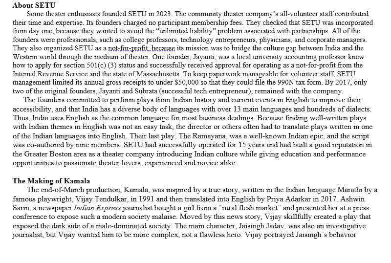 up/paragraph form.-Thank you CASE QUESTIONS: 1. Prepare a budgeted statement, using main