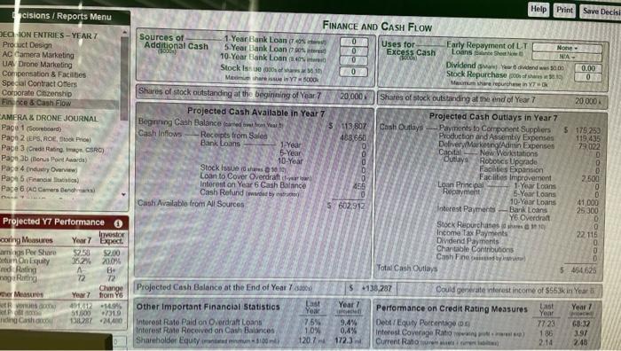 can do to better our company? Decisions / Reports Menu DECISION ENTRIES