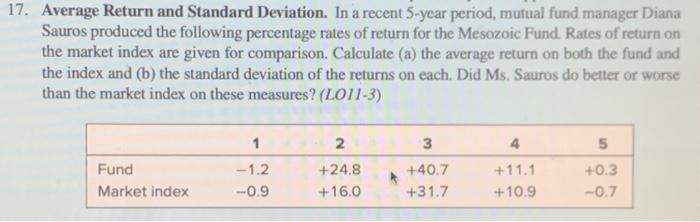 please provide (perferably) handwritten notes/ answer without using excel! 17. Average Return