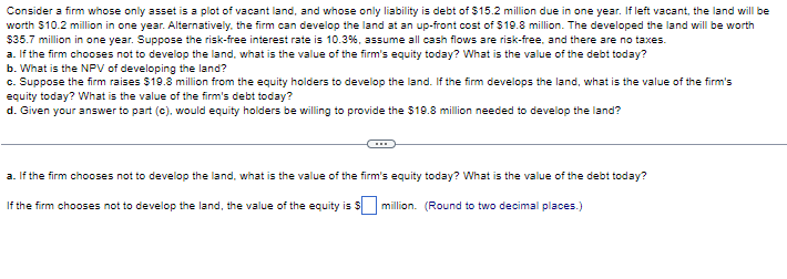 Consider a firm whose only asset is a plot of vacant