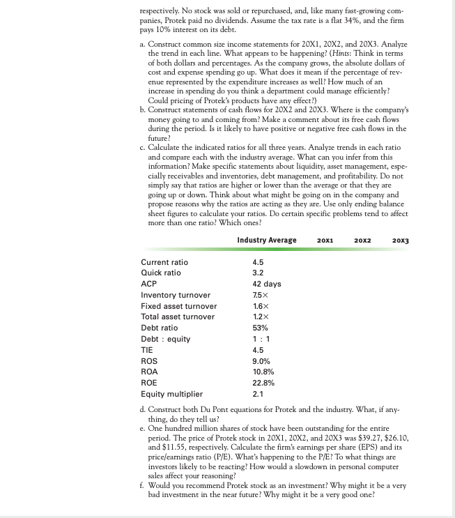 Problem. The Protek Company is a large manufacturer and dis- tributor of