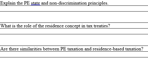 200 words each Explain the PE state and non-discrimination principles. What