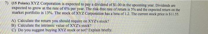 please solve this question from A to C please! 7) (15 Points)