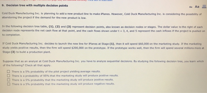  9. Decision tree with multiple decision points Aa Aa Cold Duck