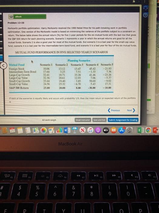  * La ebook Problem 12-23 Markowity portfolio optimization: Harry Markowitz received