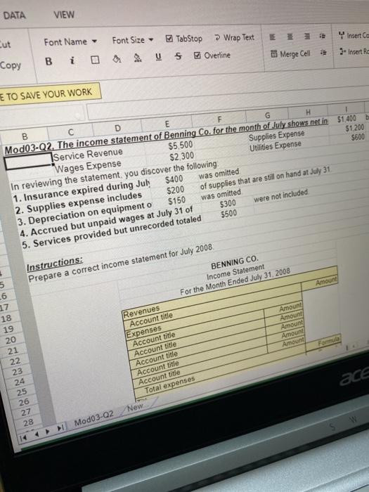  DATA VIEW W Insert Ca Cut Font Name Font Size -