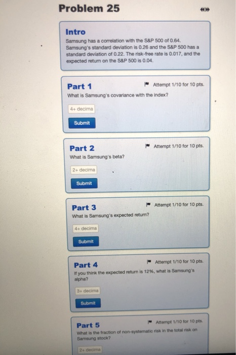  Problem 25 Intro Samsung has a correlation with the S&P 500