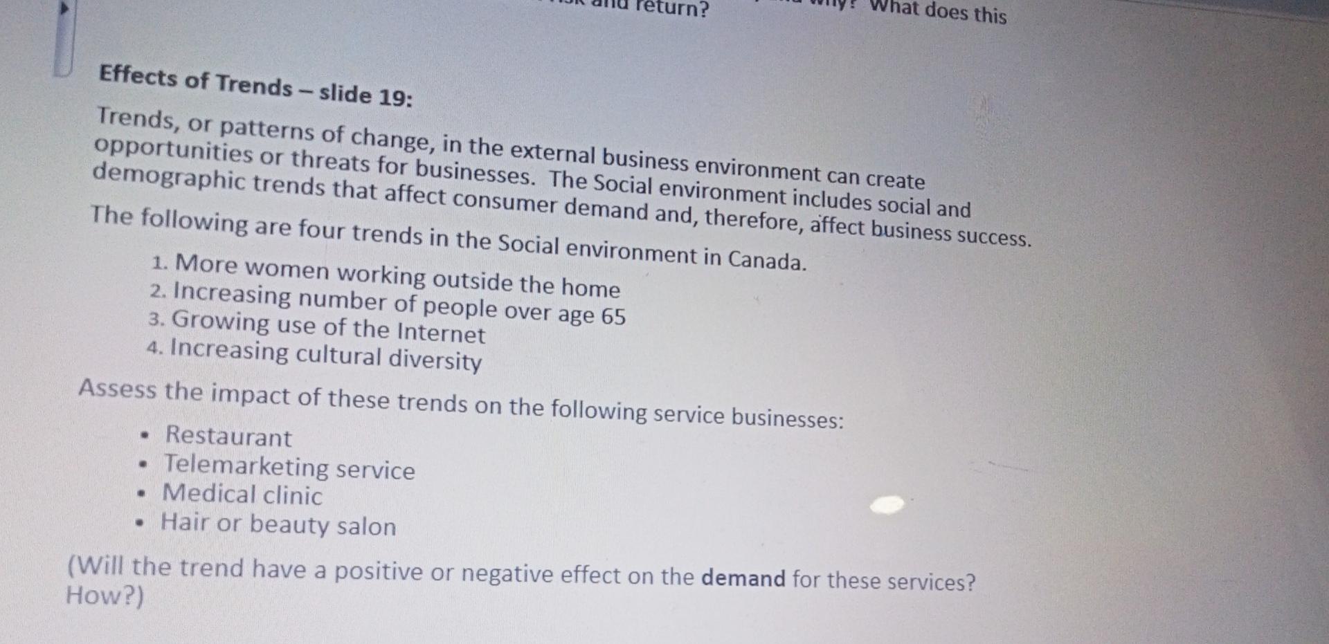  answer Vhat does this Effects of Trends - slide 19: Trends,