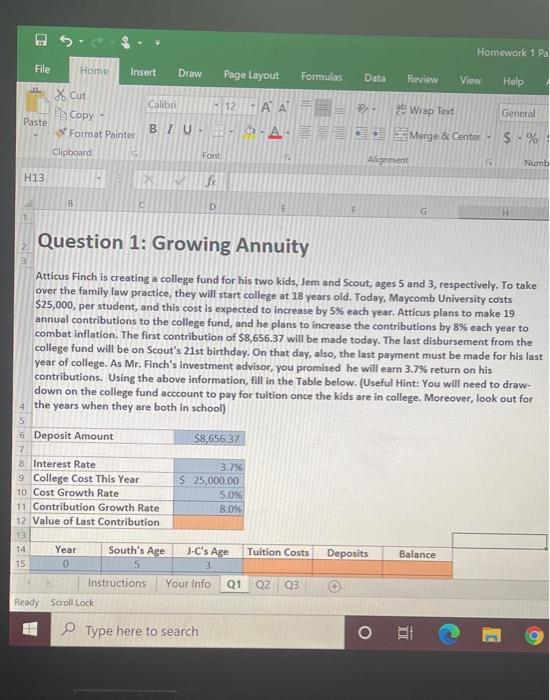 EXCEL HELP PLEASE! must include the formulas and functions and not just