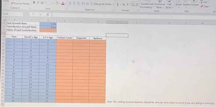 the answer. The orange cells need to be answered. Homework 1 Pa