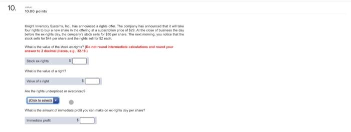  Pull Down Menu Options: 10. 10.00 points Knight Inventory Systems, Inc.