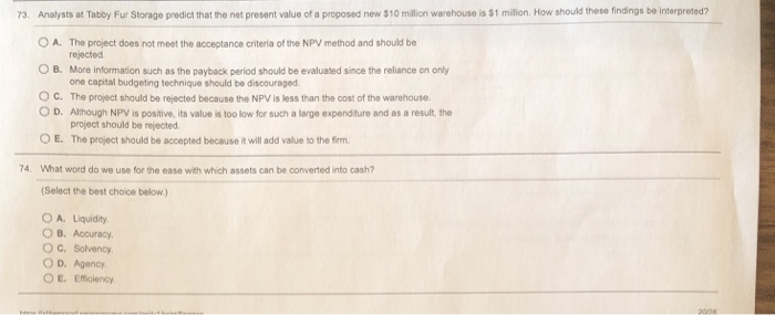  explain it 73 Analysts at Tabby Fur Storage predict that the