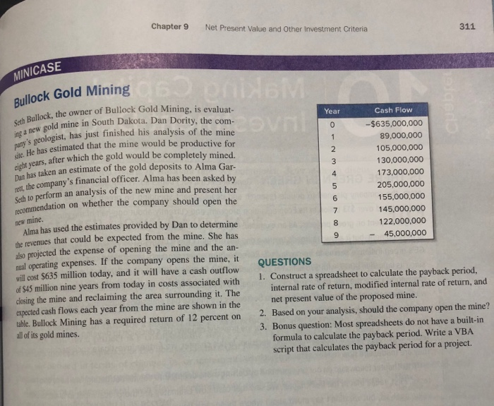 Questions 1 and 2 only! Chapter 9 Net Present Value and Other