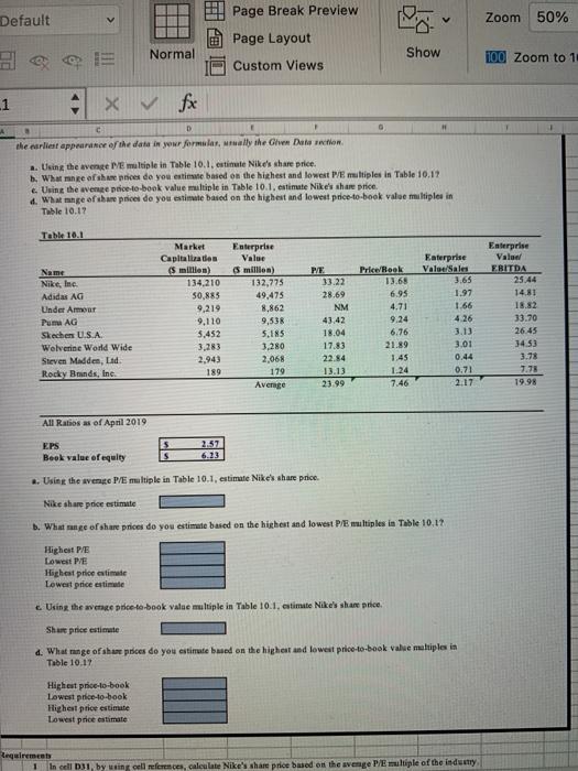  Page Break Preview Default Zoom 50% Page Layout Normal Show 100