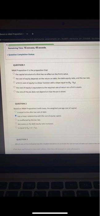  Remaining me: 16 minutes, seconds Question Completion State QUESTION 1 MAM