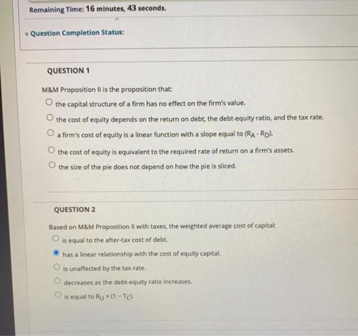 Proposition is the presti the capital structure of treatest on the the