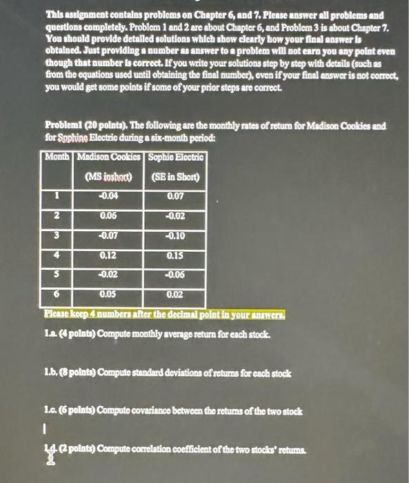 can you answer please Thls assignment contalns problems on Chapter 6, and