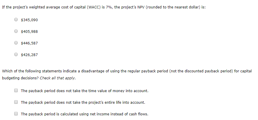 inflows shown in the following table. Your boss has asked you to