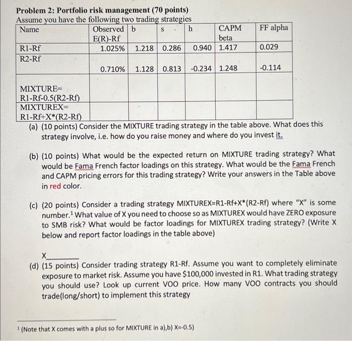 There are 5 parts. ABCDE. please help!! FF alpha Problem 2: Portfolio