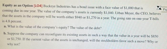please do not use excel, hand written please Pag Equity as an