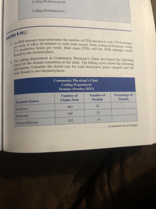  Coding Professional B Coding Professional C rerise 9.10 must determine the