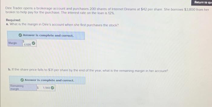  i only need the answer for D Return to que Dee