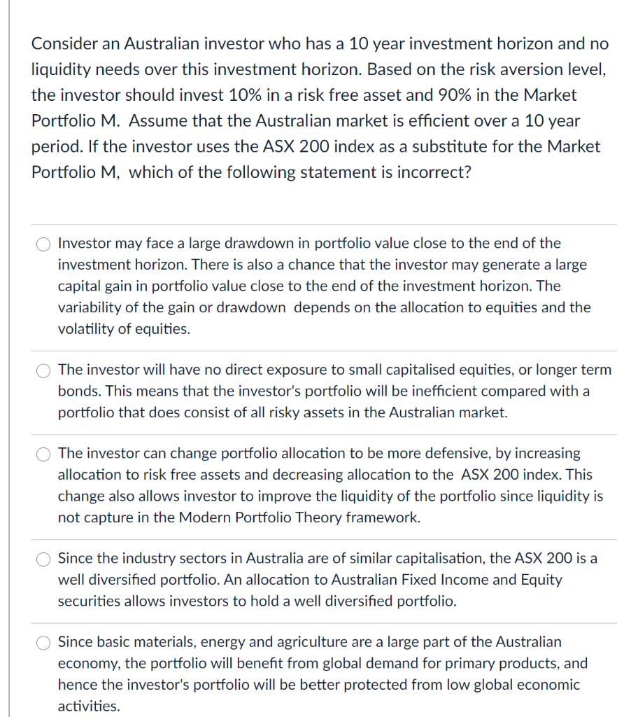 Portfolio M in the Modern Portfolio Theory. In the absence of a