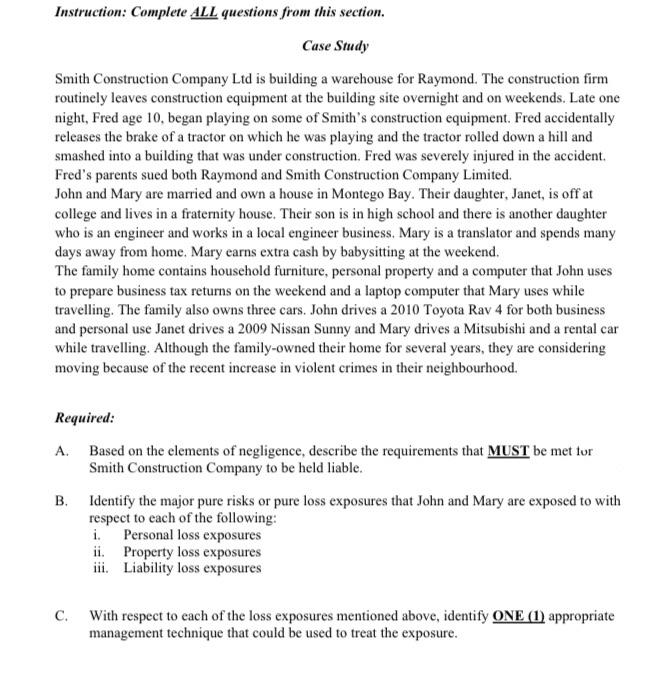 Please answer in details. The full question is here Instruction: Complete ALL