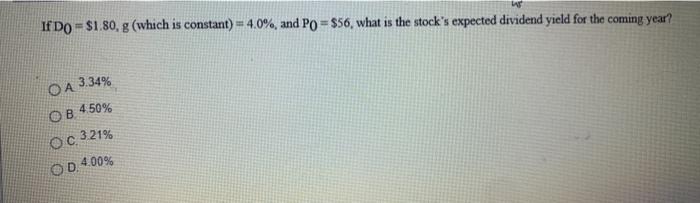  if Do = $1.80, g (which is constant) = 4.0% and