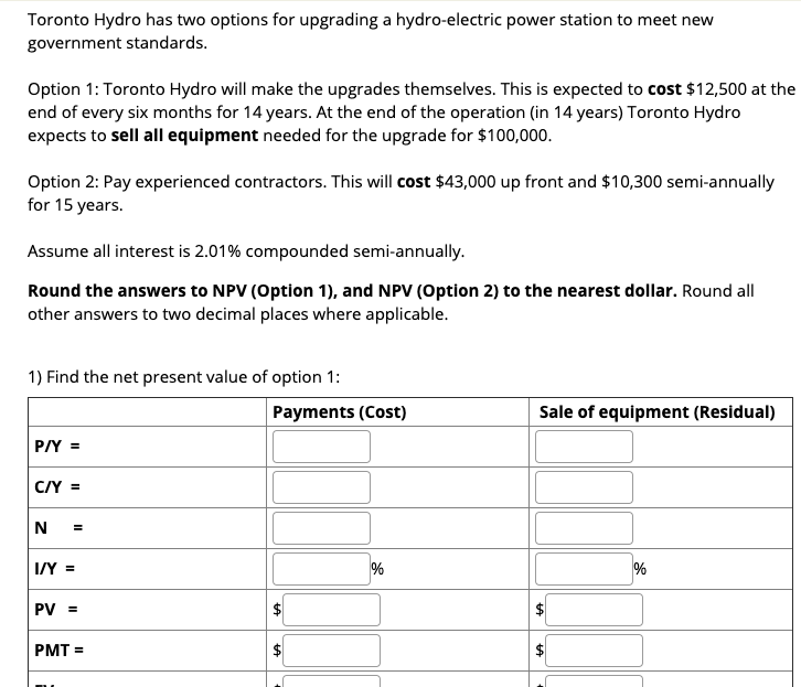 Toronto Hydro has two options for upgrading a hydro-electric power station
