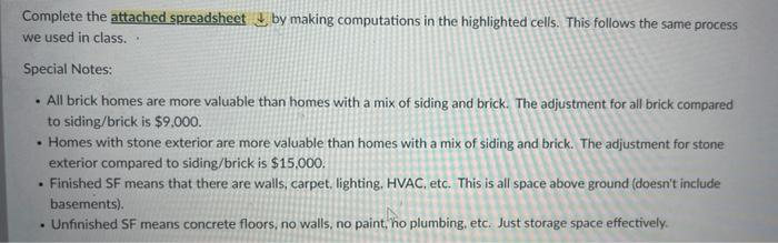 Complete the attached spreadsheet 4 by making computations in the highlighted