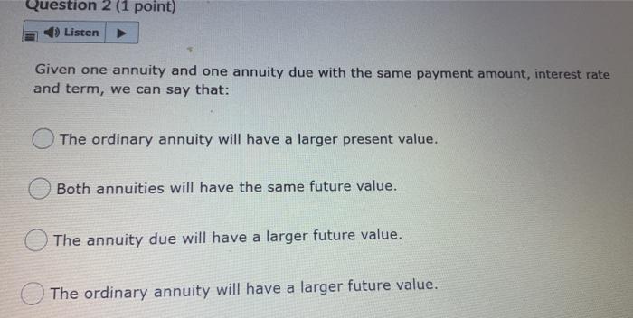  please do both for thumbs up. Question 2 (1 point) Listen