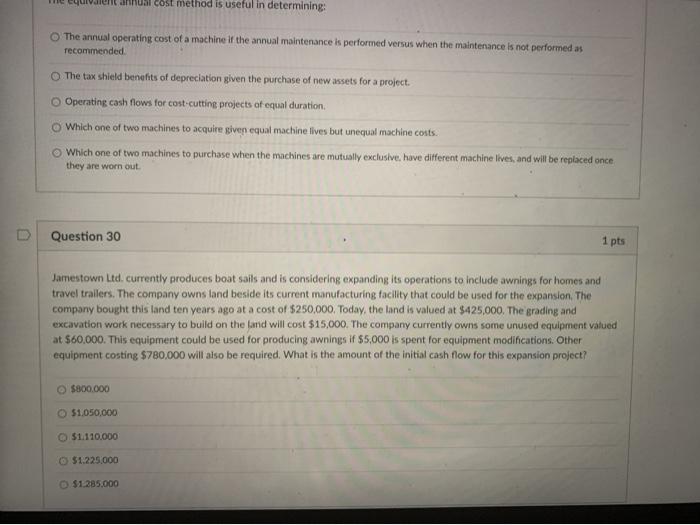  9 I cost method is useful in determining: The annual operating