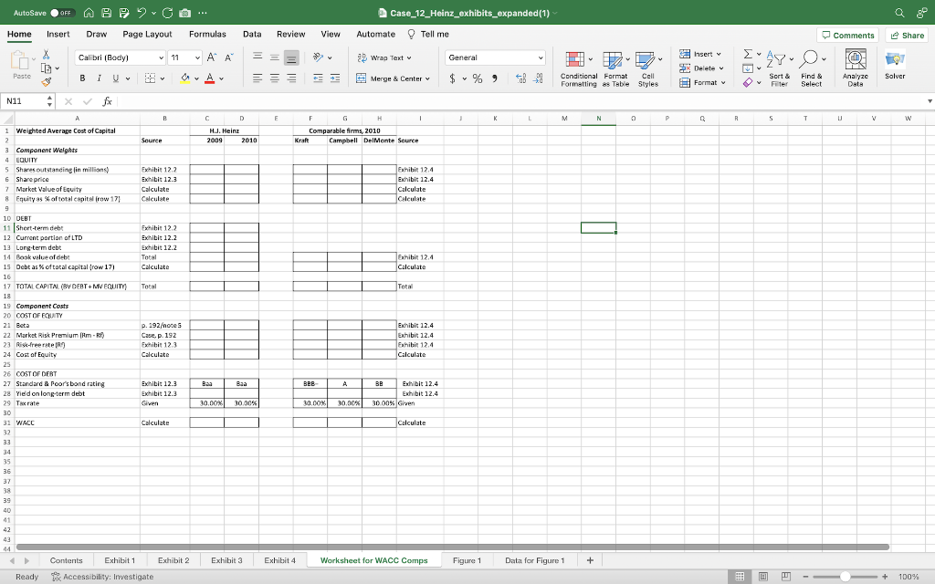 Complete this worksheet using the following information. (Please show excel functions if