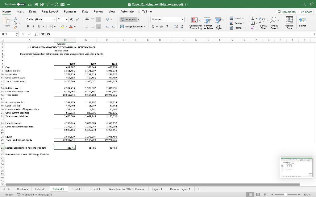 Exhibit 12.4 Calculate Exhibut 1 H.J. HEINZ: ESTIMAT UC THE COST OF