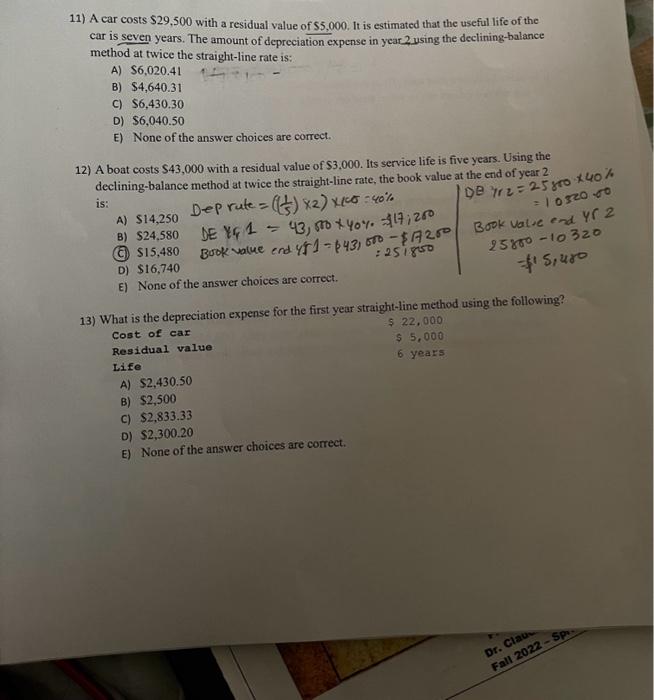  please answer question 11 and 13 11) A car costs $29,500